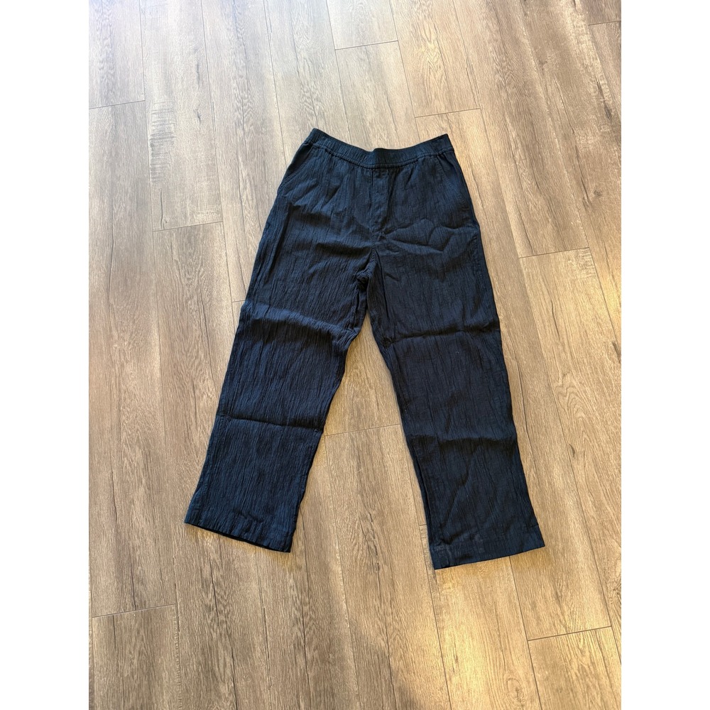 Madewell Womens Black Crinkle Gauze Pull On Relaxed Pants Size M Elastic Waist